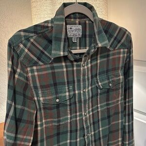 Lucky Brand Green and Brown Plaid Shirt